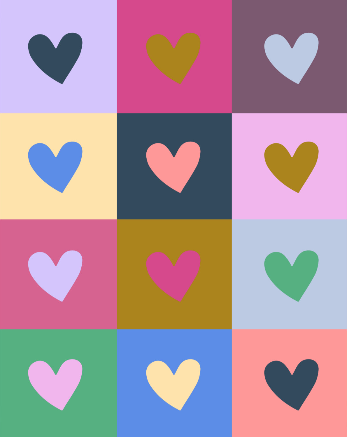 Rainbow Hearts Print