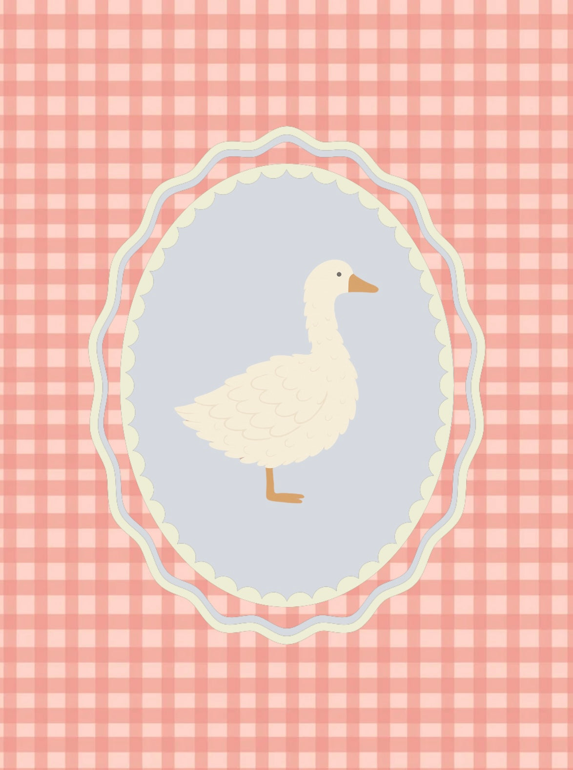 Pink Gingham Goose Print