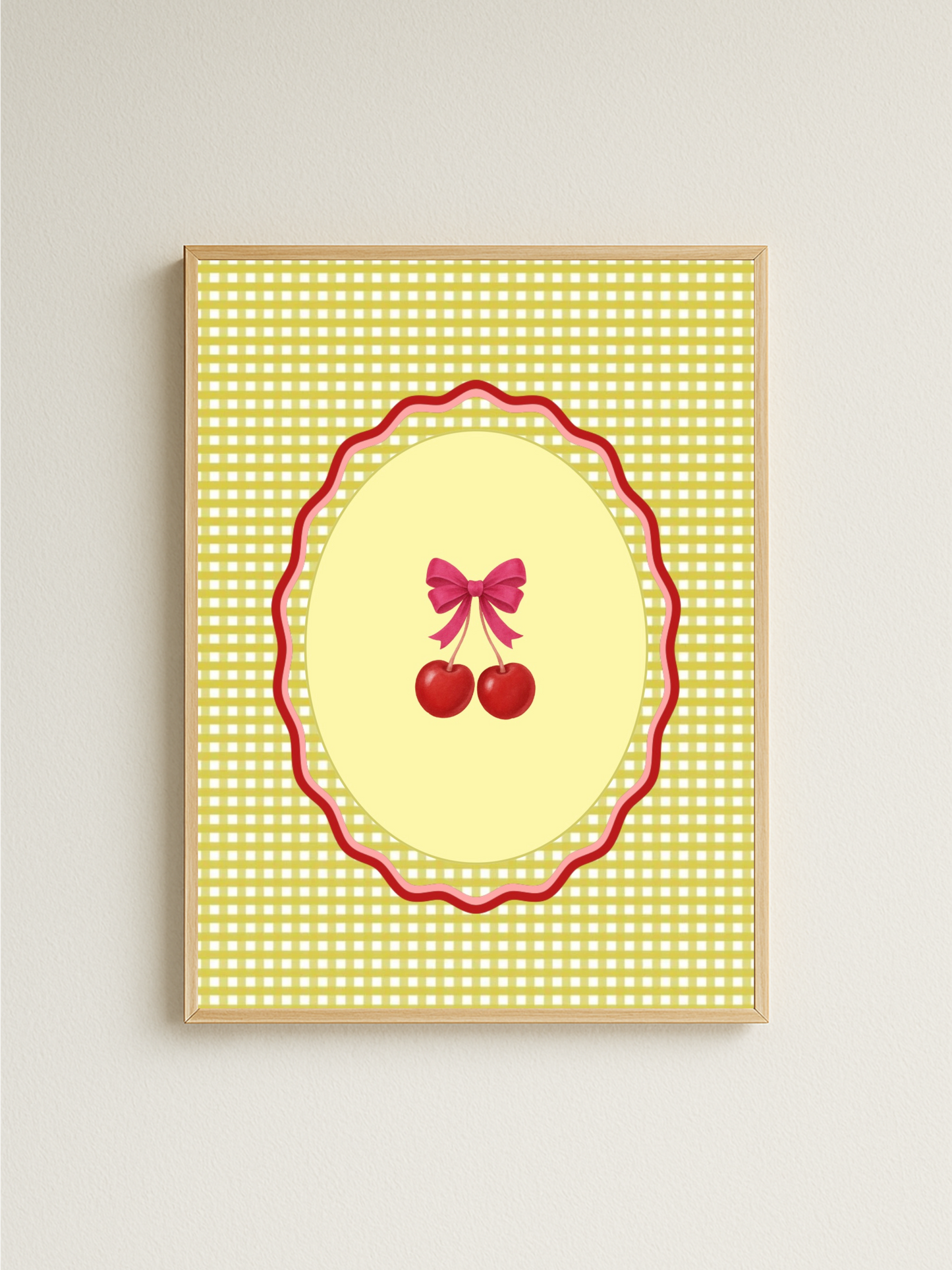 Gingham Cherry Print