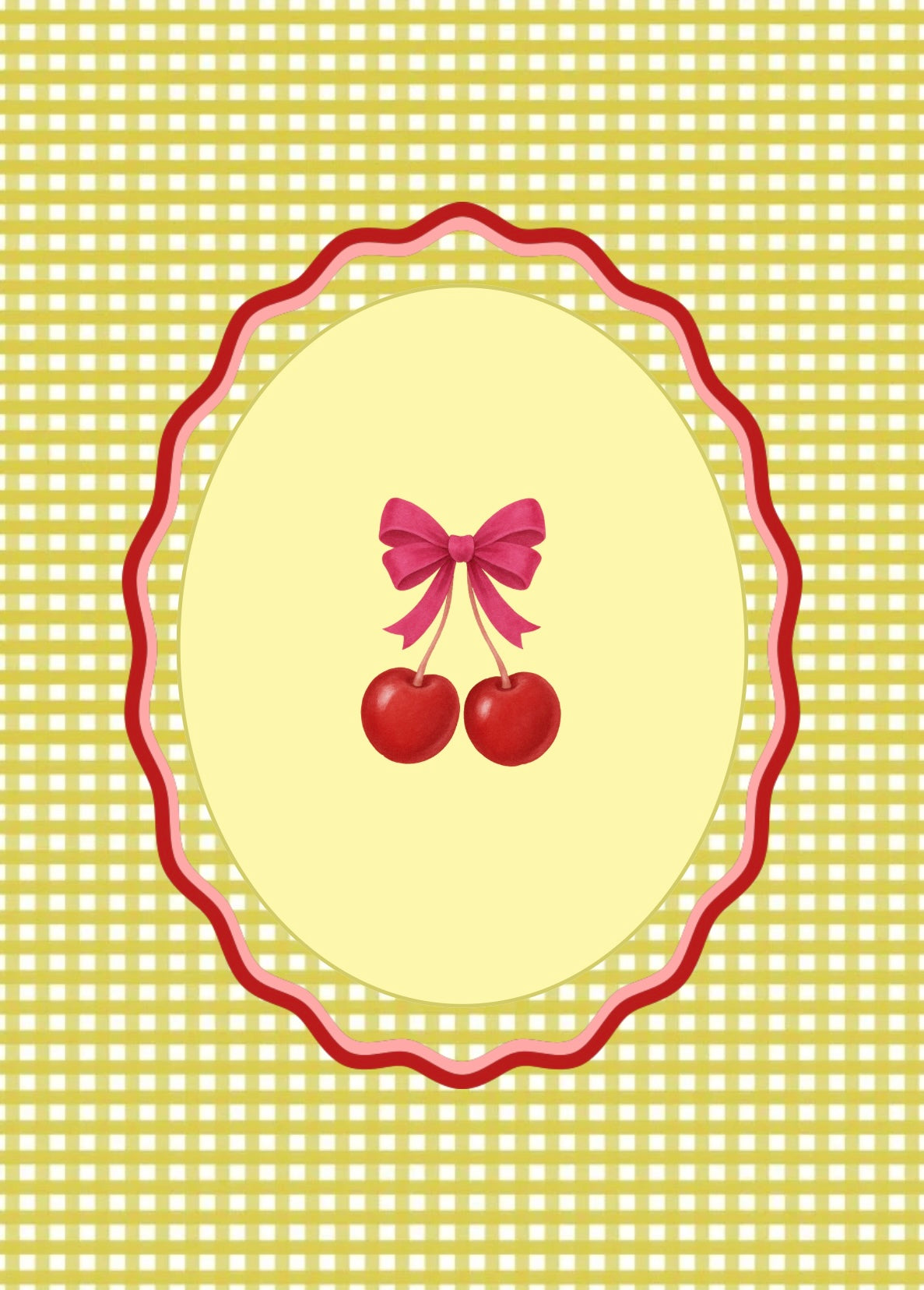 Gingham Cherry Print