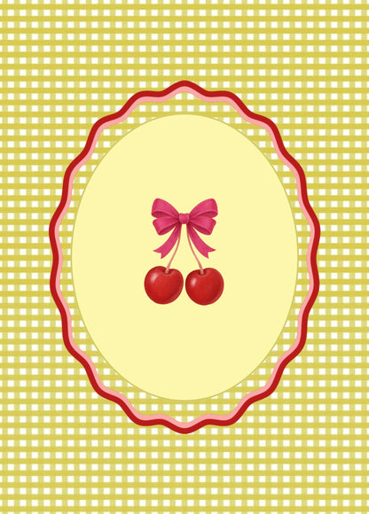 Gingham Cherry Print