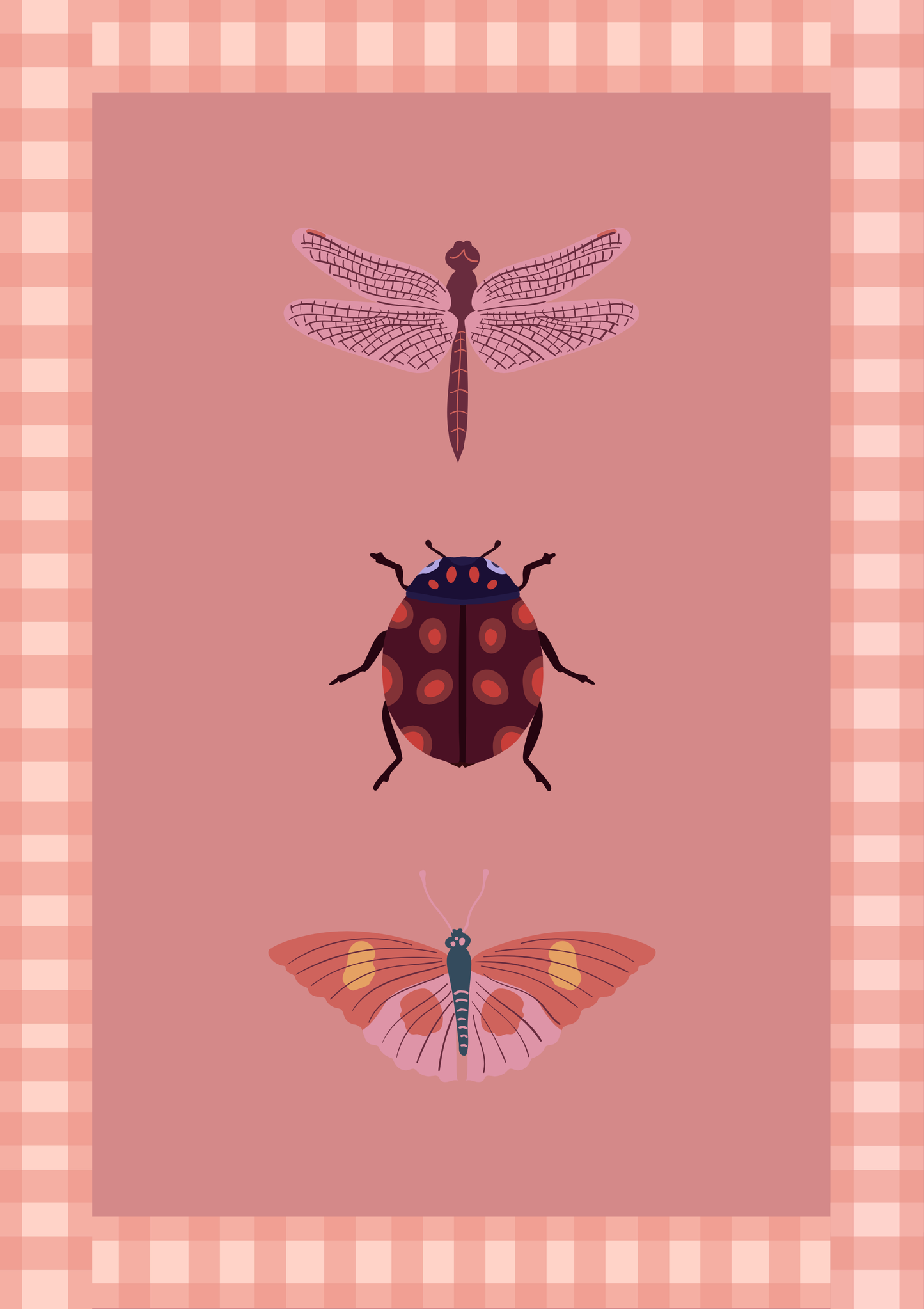 Bug Print (dark pink)