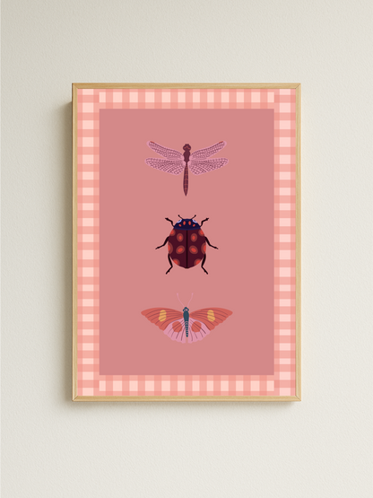 Bug Print (dark pink)
