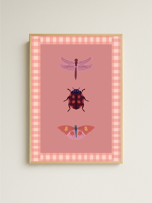 Bug Print (dark pink)