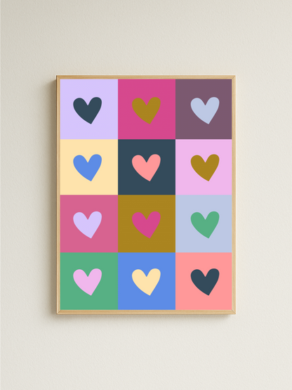 Rainbow Hearts Print