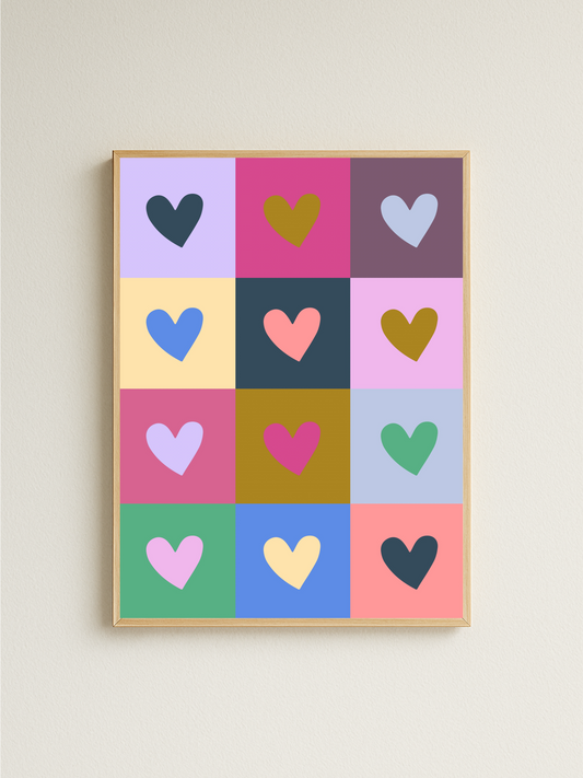 Rainbow Hearts Print