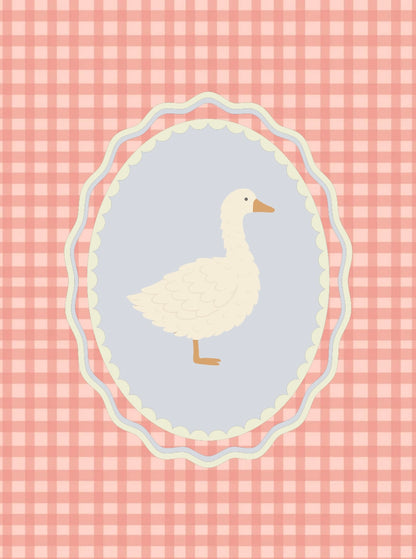 Pink Gingham Goose Print