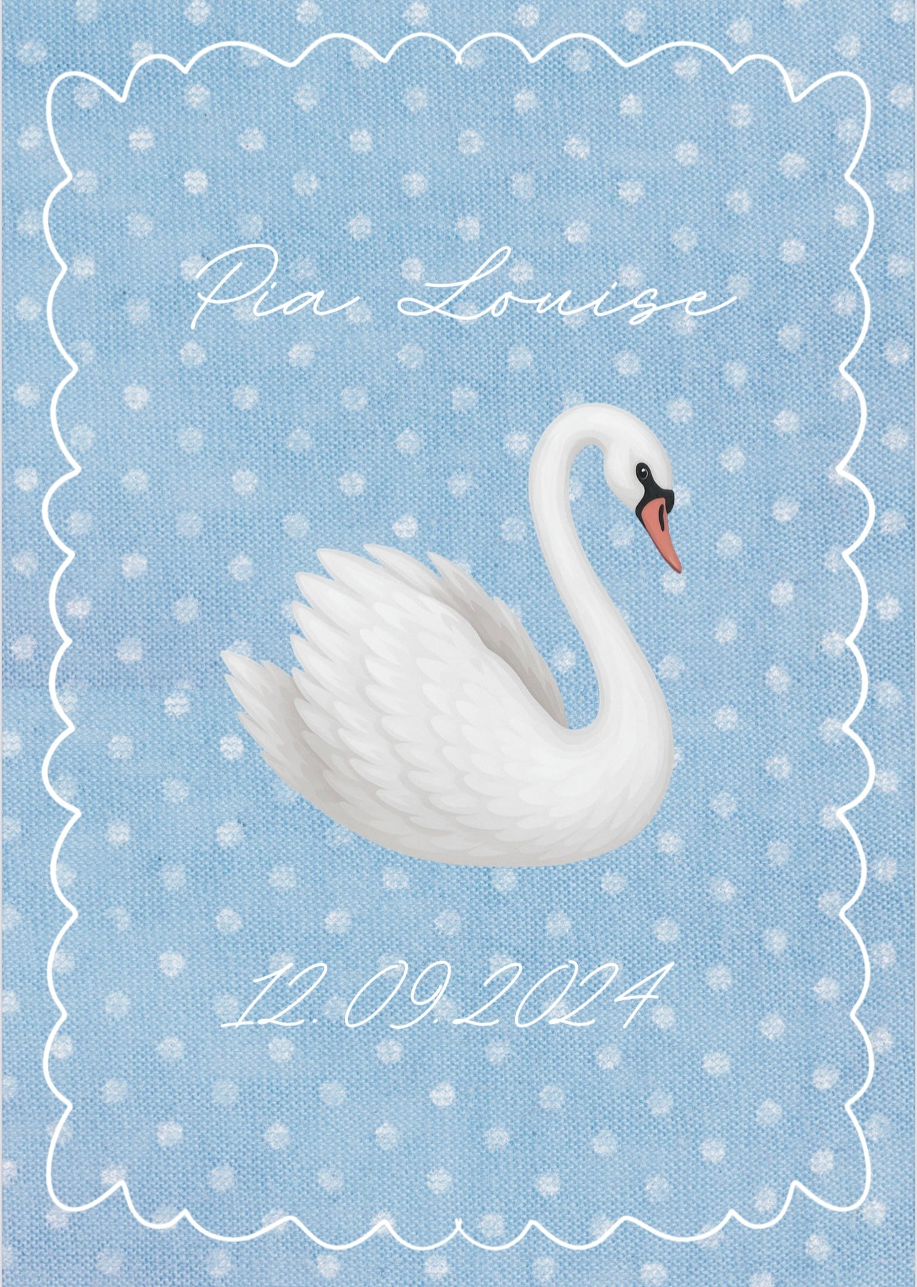 Polka Dot Swan Personalised Print