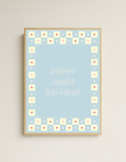 Hearts And Stars Personalised Print