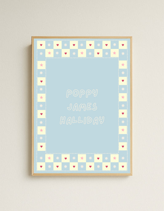 Hearts And Stars Personalised Print